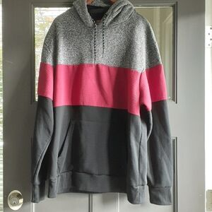 Brooklyn Laundry Colorblock Hoodie Pullover Sweatshirt Gray, Red, and Black 3XL
